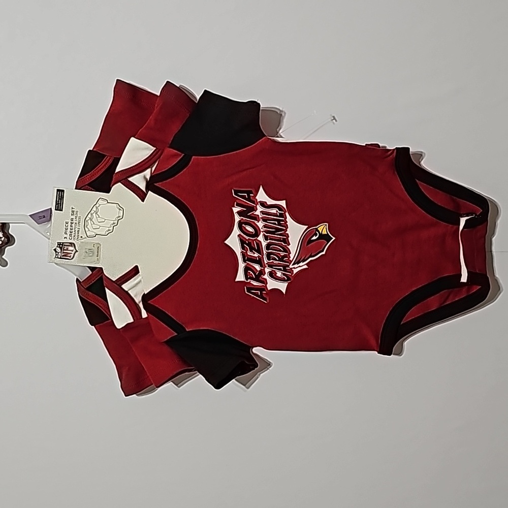 12m NFL AZ Cardinals 3 Piece Onesie Set